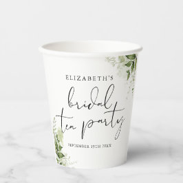 Rustikale Vegetation Elegantes Script Bridal Tea P Pappbecher