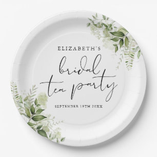 Rustikale Vegetation Elegantes Script Bridal Tea P Pappteller