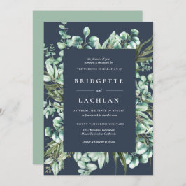 Rustikale Vegetation und Eukalyptus-Hochzeit Einladung