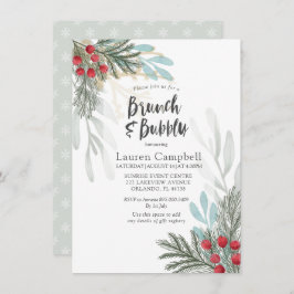 Rustikale Vegetation Winter Wasserfarben Brautpart Einladung