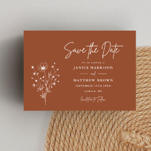 Rustikale verbrannte Orange Boho elegante Fotohoch Save The Date