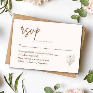 Rustikale verbrannte Orange elegante Boho Blumenho RSVP Karte