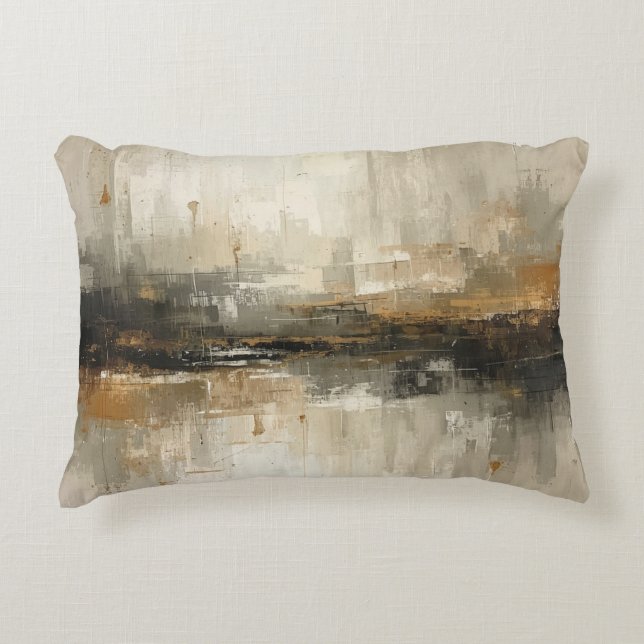 Rustikale verbrannte Orange Grau Schwarz Beige abs Dekokissen (Vorderseite)
