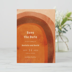 Rustikale verbrannte Orangebogen moderne Hochzeit Save The Date