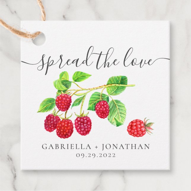 Rustikale Verbreitung der Liebe Himbeere Jam Kraft Geschenkanhänger (Vorderseite)