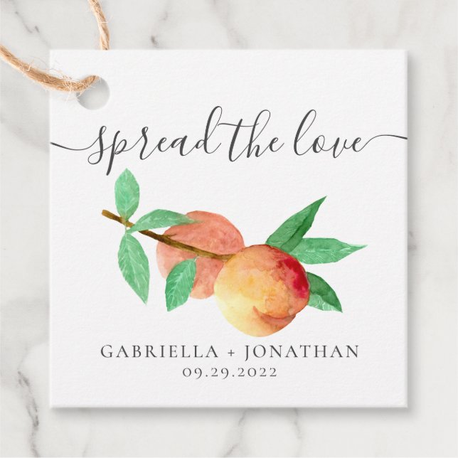 Rustikale Verbreitung der Liebe Peach Jam Kraft Pa Geschenkanhänger (Vorderseite)