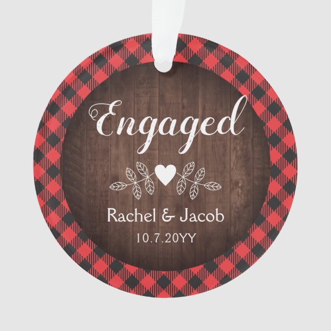 Rustikale Verlobte Verlobung Red Buffalo Kariert Ornament (Vorderseite)