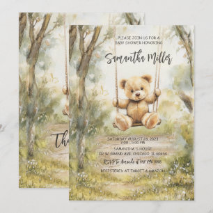 Rustikale Vintag Bear Baby Dusche Einladung