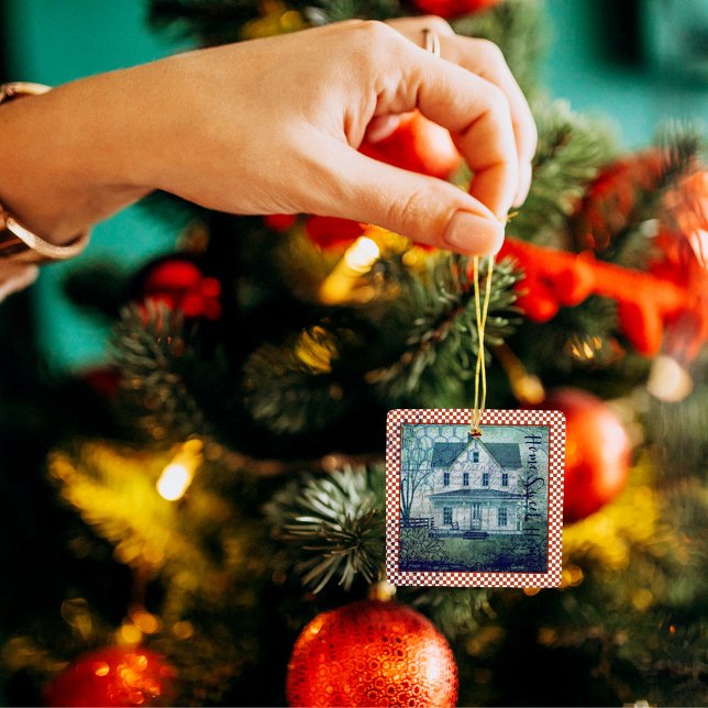 Rustikale Vintag Country Zuhause Ephemera Keramikornament (Von Creator hochgeladen)