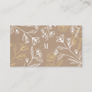 Rustikale Vintag Etch Stil Blumenmuster Blume Mono Visitenkarte