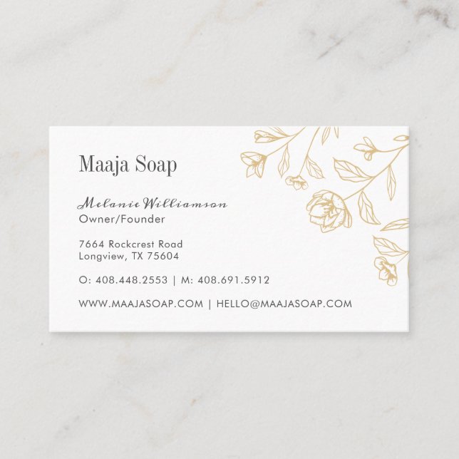 Rustikale Vintag Etch Stil Blumenmuster Blume Mono Visitenkarte (Vorderseite)