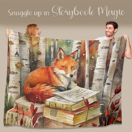Rustikale Vintag Fox Books Woodland Herbst Fleecedecke
