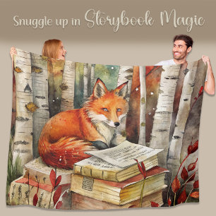 Rustikale Vintag Fox Books Woodland Herbst Fleecedecke