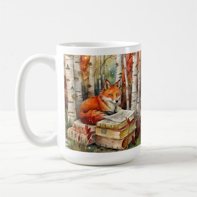 Rustikale Vintag Fox Books Woodland Herbst Kaffeetasse (Links)