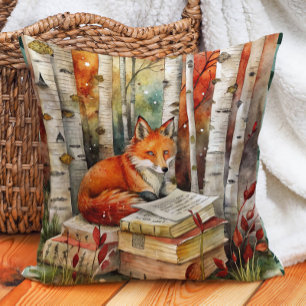 Rustikale Vintag Fox Books Woodland Herbst Kissen