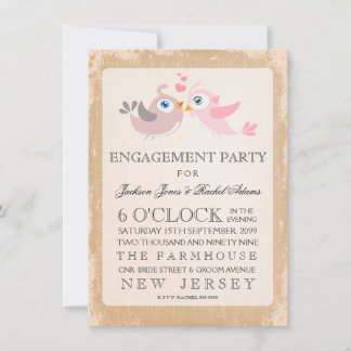 Rustikale Vintag Love Birds Engagement Party einla Einladung