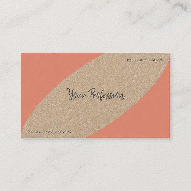 Rustikale Vintag rosa braune, farbige Handwerksgeg Visitenkarte (Vorderseite)