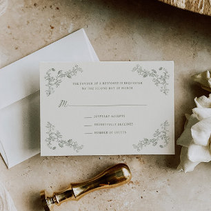 Rustikale Vintag Sage Floral Frame Wedding RSVP Karte
