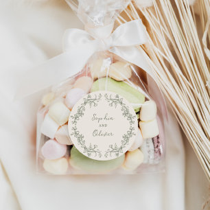 Rustikale Vintag Sage Floral Frame Wedding Runder Aufkleber