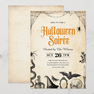 Rustikale Vintage Adult Halloween Soirée Einladung