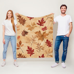 Rustikale Vintage-Ahornblätter Rotbraun Herbst Fleecedecke