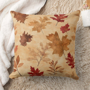 Rustikale Vintage-Ahornblätter Rotbraun Herbst Kissen