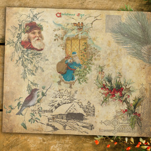 Rustikale Vintage Alte Welt Weihnachten mit Pinien Geschenkpapier