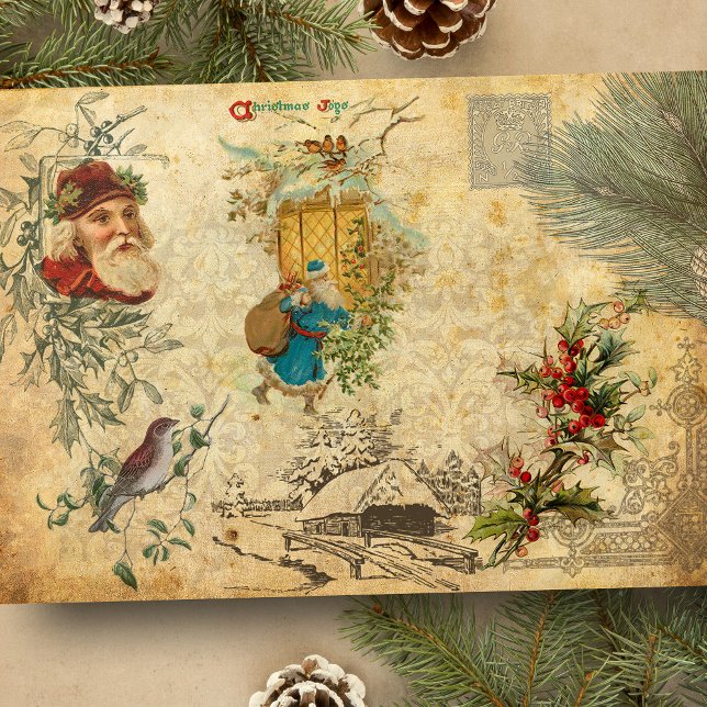 Rustikale Vintage Alte Welt Weihnachten mit Pinien Seidenpapier (Von Creator hochgeladen)