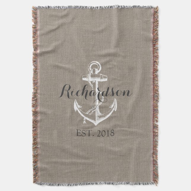 Rustikale Vintage Ankerhochzeit Decke (Vorderseite Vertikal)
