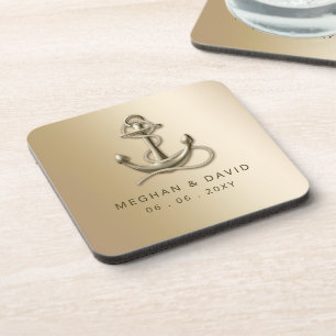 Rustikale Vintage antike Ankerhochzeit Getränkeuntersetzer