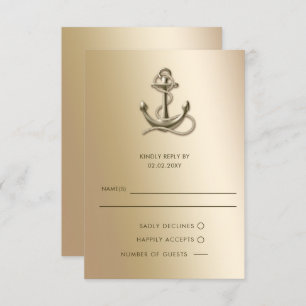 Rustikale Vintage antike Ankerhochzeit RSVP Karte