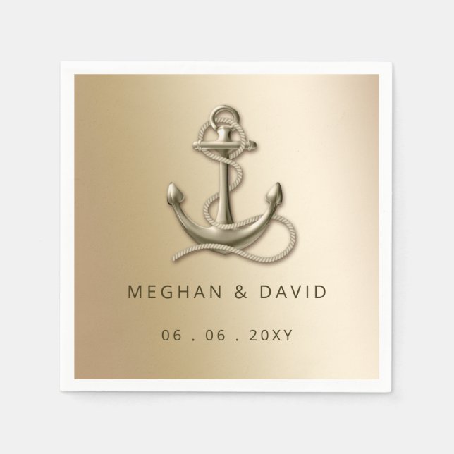 Rustikale Vintage antike Ankerhochzeit Serviette (Vorderseite)
