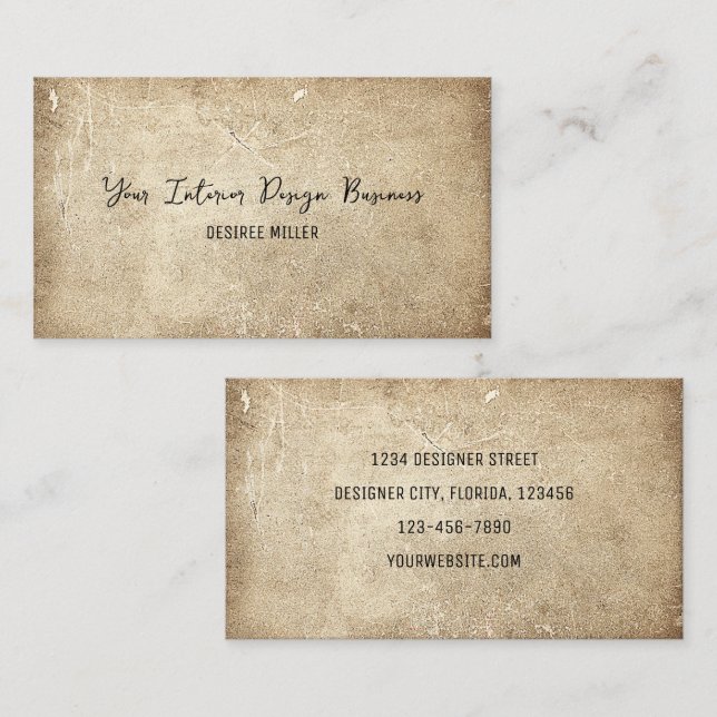 Rustikale Vintage antike Textur Innenarchitektur D Visitenkarte (Vorne/Hinten)