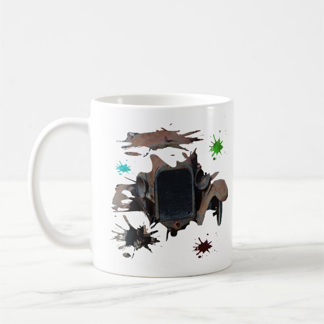 Rustikale Vintage-Auto-Grunge-Kunst, Kaffeetasse (Links)