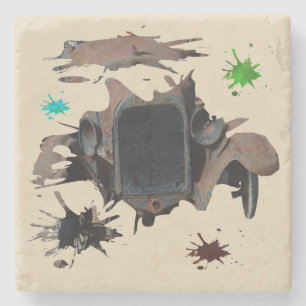 Rustikale Vintage-Auto-Grunge-Kunst, Steinuntersetzer