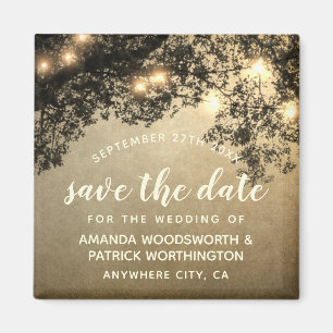 Rustikale Vintage-Baum-Hochzeit-Save-the-Date-Magn Magnet