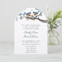 Rustikale Vintage Bluebirds Hochzeitseinladungen