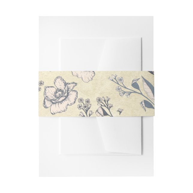 Rustikale Vintage Blume Blumenhochzeit Einladungsbanderole (Vorderseite Beispiel)