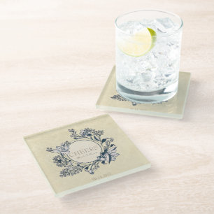 Rustikale Vintage Blume Blumenzauber Glasuntersetzer