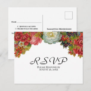 Rustikale Vintage-Blumen Herbst-Hochzeit-RSVP Postkarte