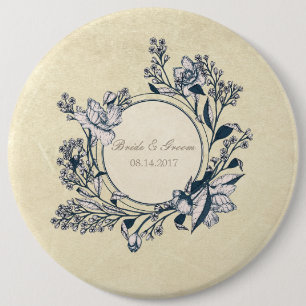Rustikale Vintage-Blumen-Hochzeit Button