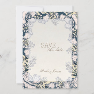 Rustikale Vintage-Blumen-Hochzeit SAVE the Date