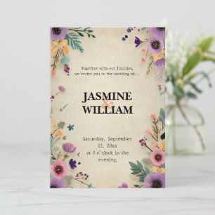 Rustikale Vintage-Blumen-Hochzeitseinladung Einladung
