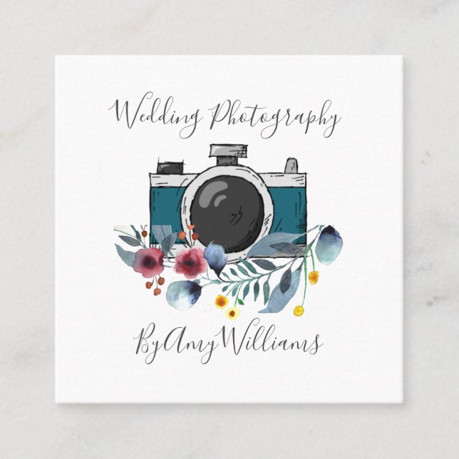 Rustikale Vintage Blumenfotografie Quadratische Visitenkarte (Vorderseite)