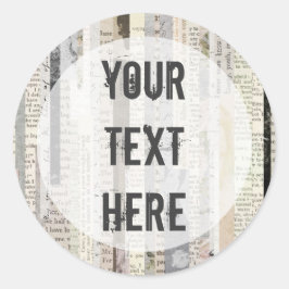 Rustikale Vintage Buchseiten Ephemera Bold Schreib Runder Aufkleber