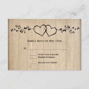Rustikale Vintage Doppelherzen mit RSVP-Karten RSVP Karte