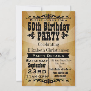 Rustikale Vintage-Einladung zum 50. Geburtstag Einladung