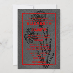 Rustikale Vintage Einladungen in Schwarz und Rot