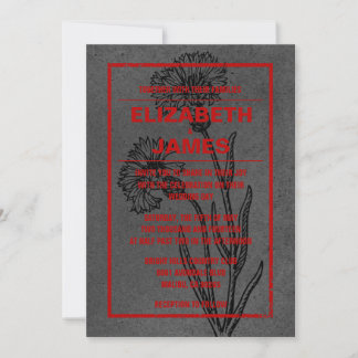 Rustikale Vintage Einladungen in Schwarz und Rot