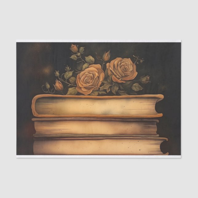 Rustikale Vintage florale Buchdekoupage drucken Seidenpapier (Vorderseite)